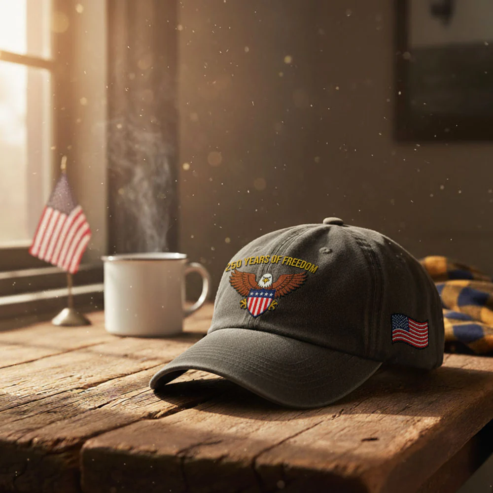 250 Years of Freedom Washed Cap, American Eagle Shield with Embroidered Hat