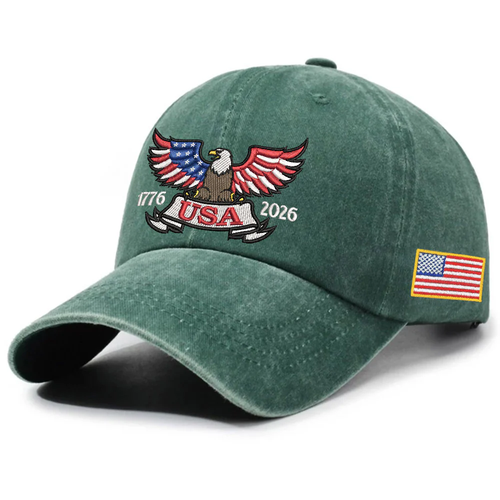 250 Years of America Patriot Washed Cap with Embroidered Eagle USA Flag