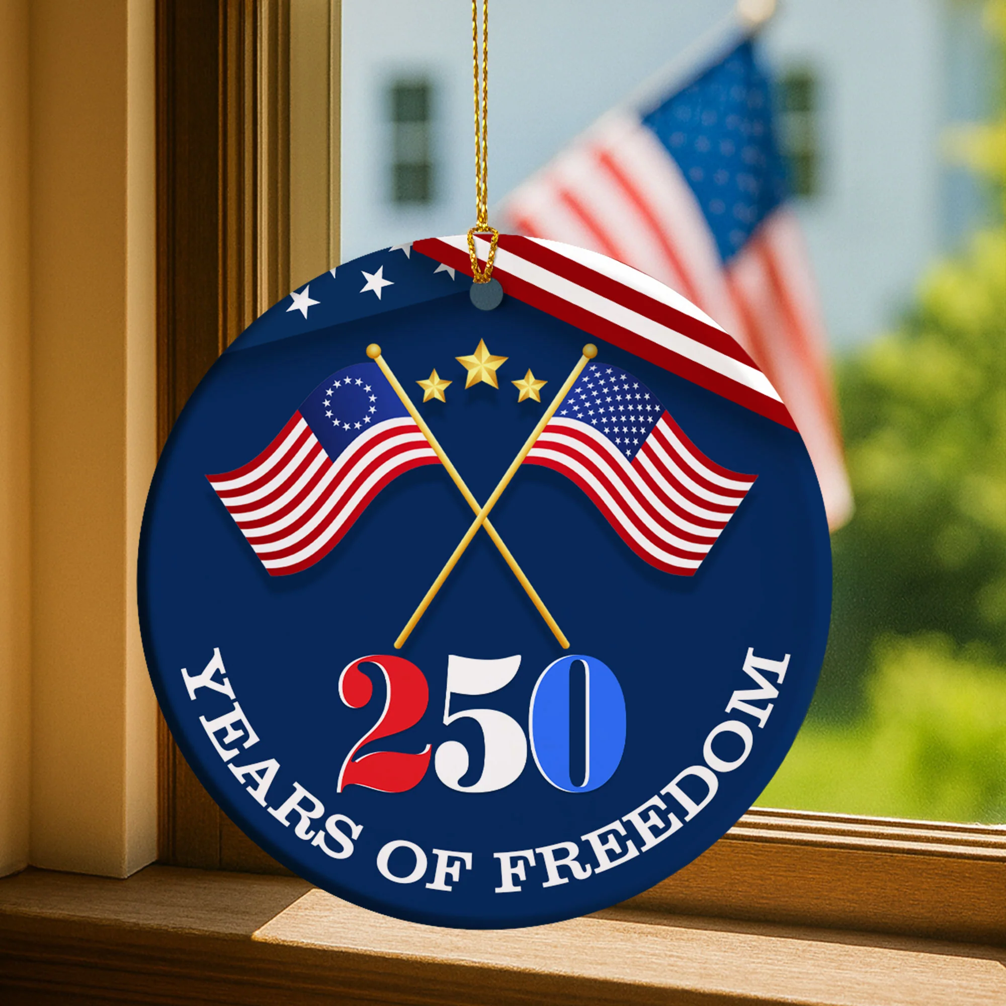 Patriotic Christmas Ornament | 250 Years of Freedom American Flag Decor
