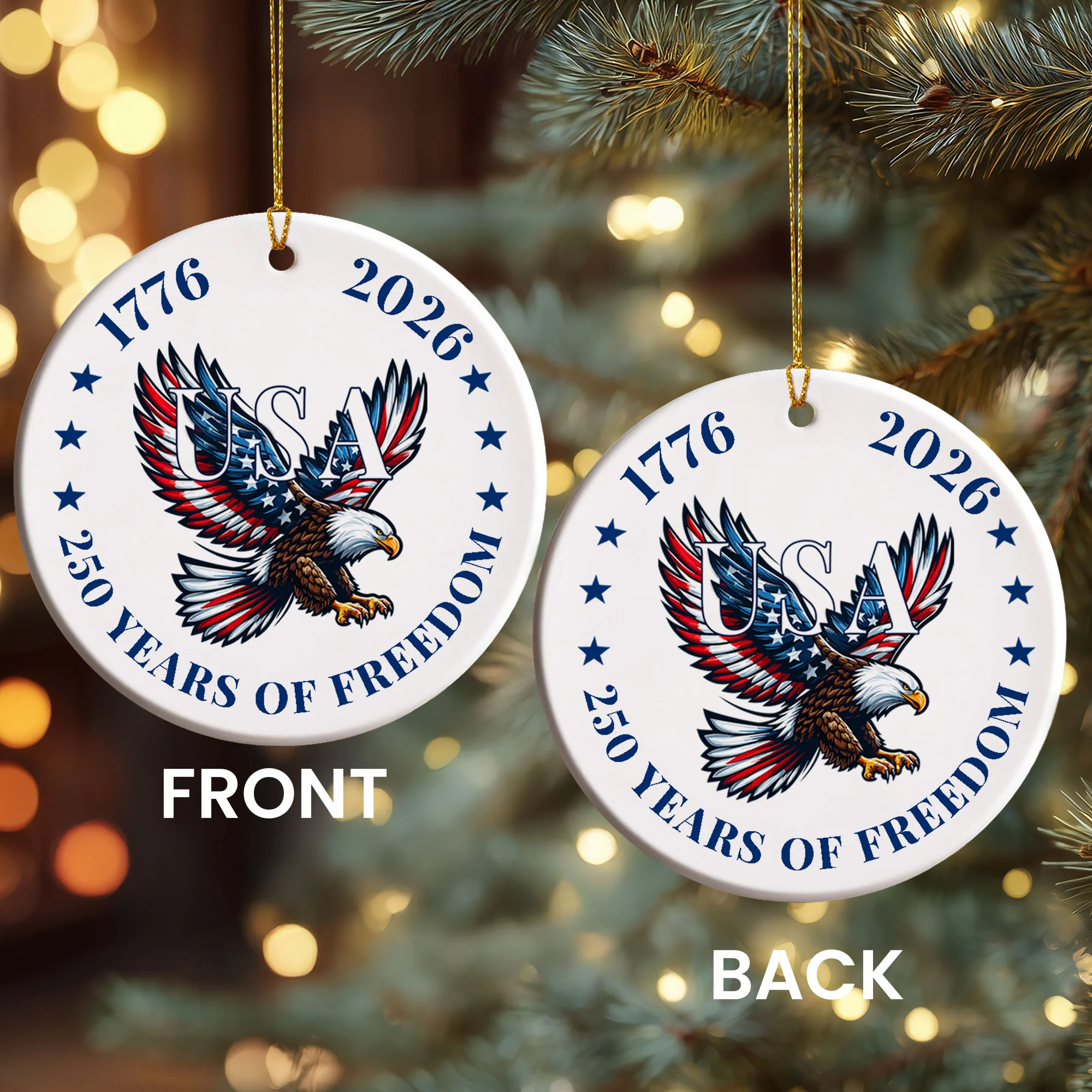 USA 250 Years of Freedom Eagle Ornament | Patriotic Christmas Decor