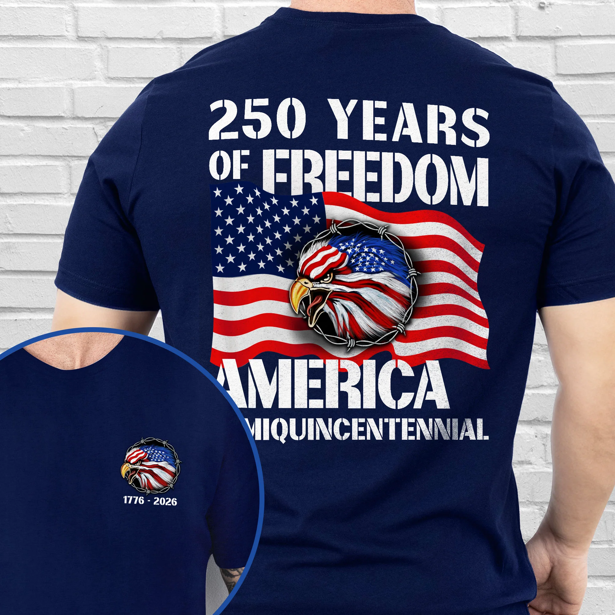 250 Years of Freedom T-Shirt | Patriotic American Eagle Anniversary Tee