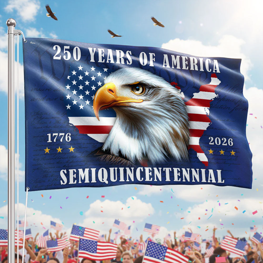 250 Years of America Flag, 1776 2026 Patriotic Eagle Grommet Flag