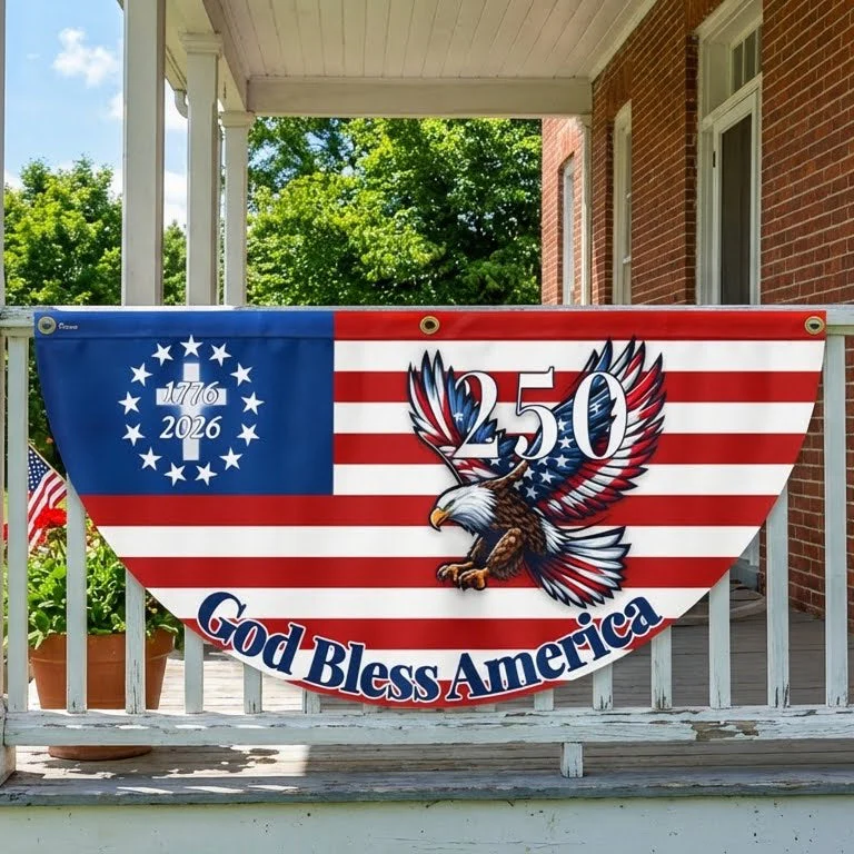 Jesus Cross Flag | 250th Patriot Eagle God Bless America Fan Flag