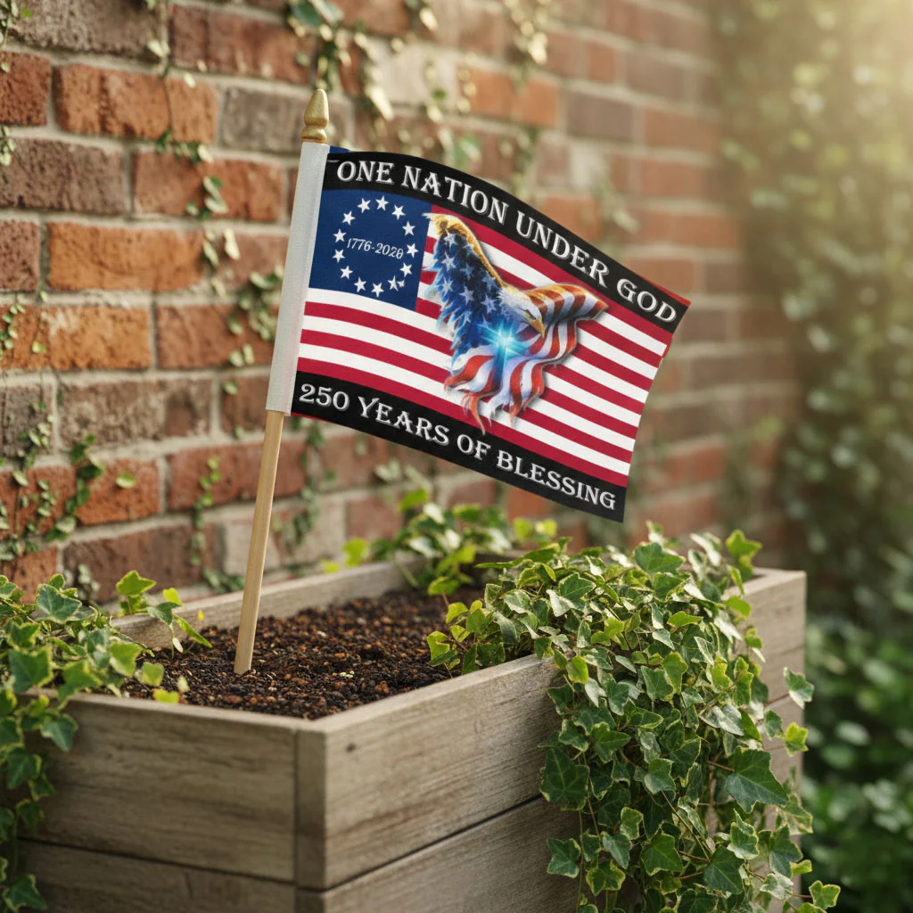 250 Years of Blessing Flag, Christian Cross Eagle Handheld American Flag