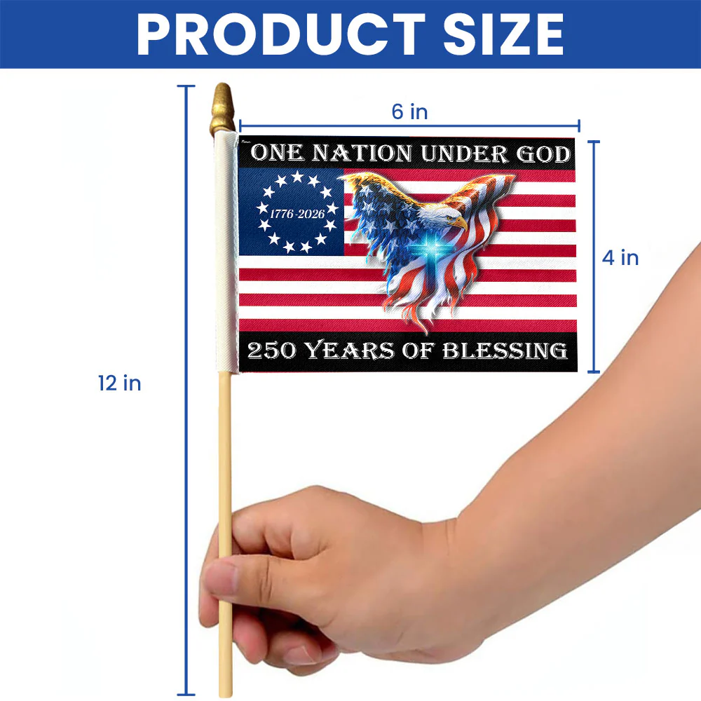 250 Years of Blessing Flag, Christian Cross Eagle Handheld American Flag