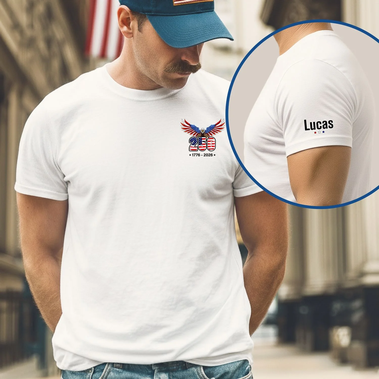 250 Years of Freedom Personalized T-Shirt | Bald Eagle Patriotic Tee