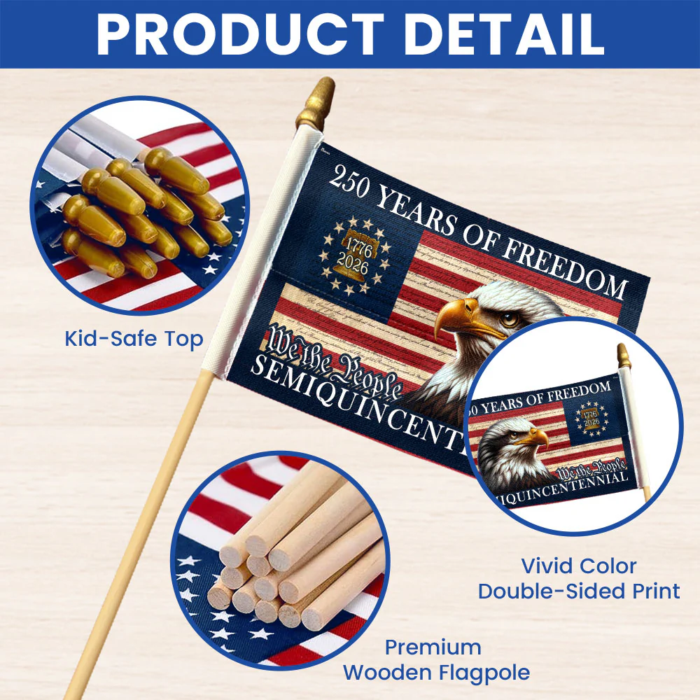 250 Years of Freedom American Handheld Flag, Patriotic Eagle American Flag