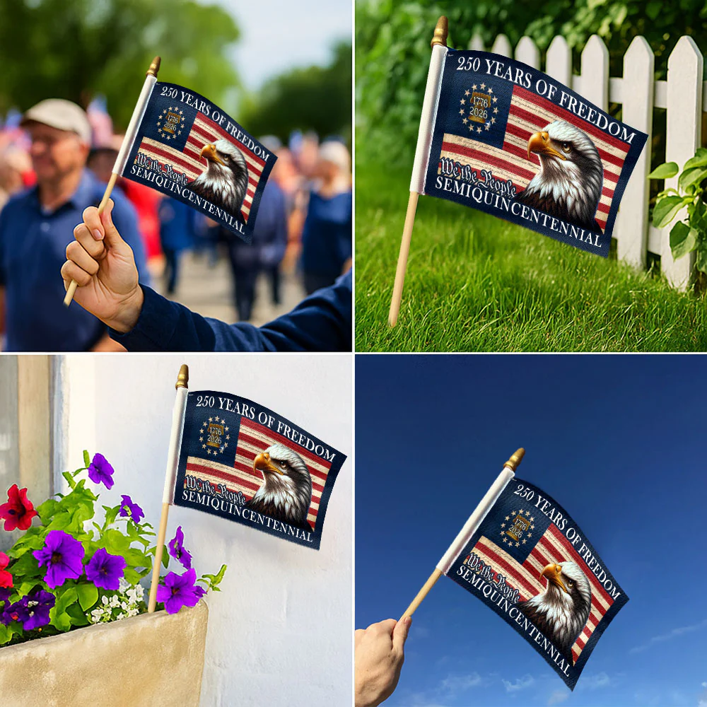 250 Years of Freedom American Handheld Flag, Patriotic Eagle American Flag