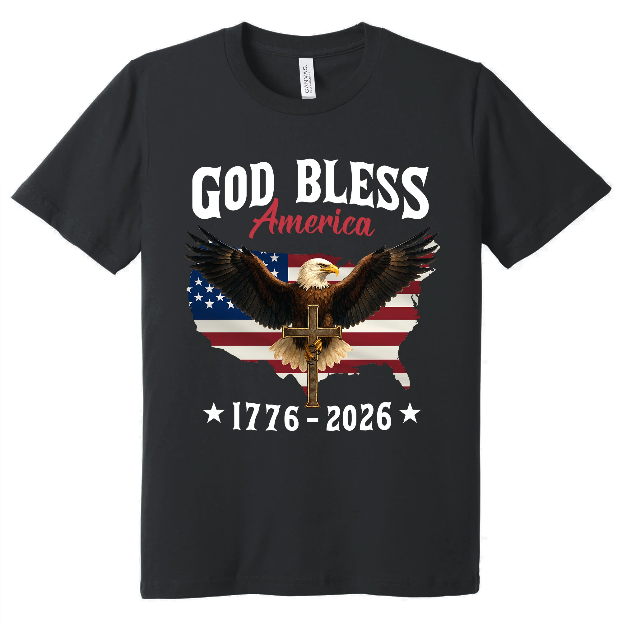 Patriotic 250th Anniversary T-Shirt | God Bless America Eagle 1776–2026 Tee