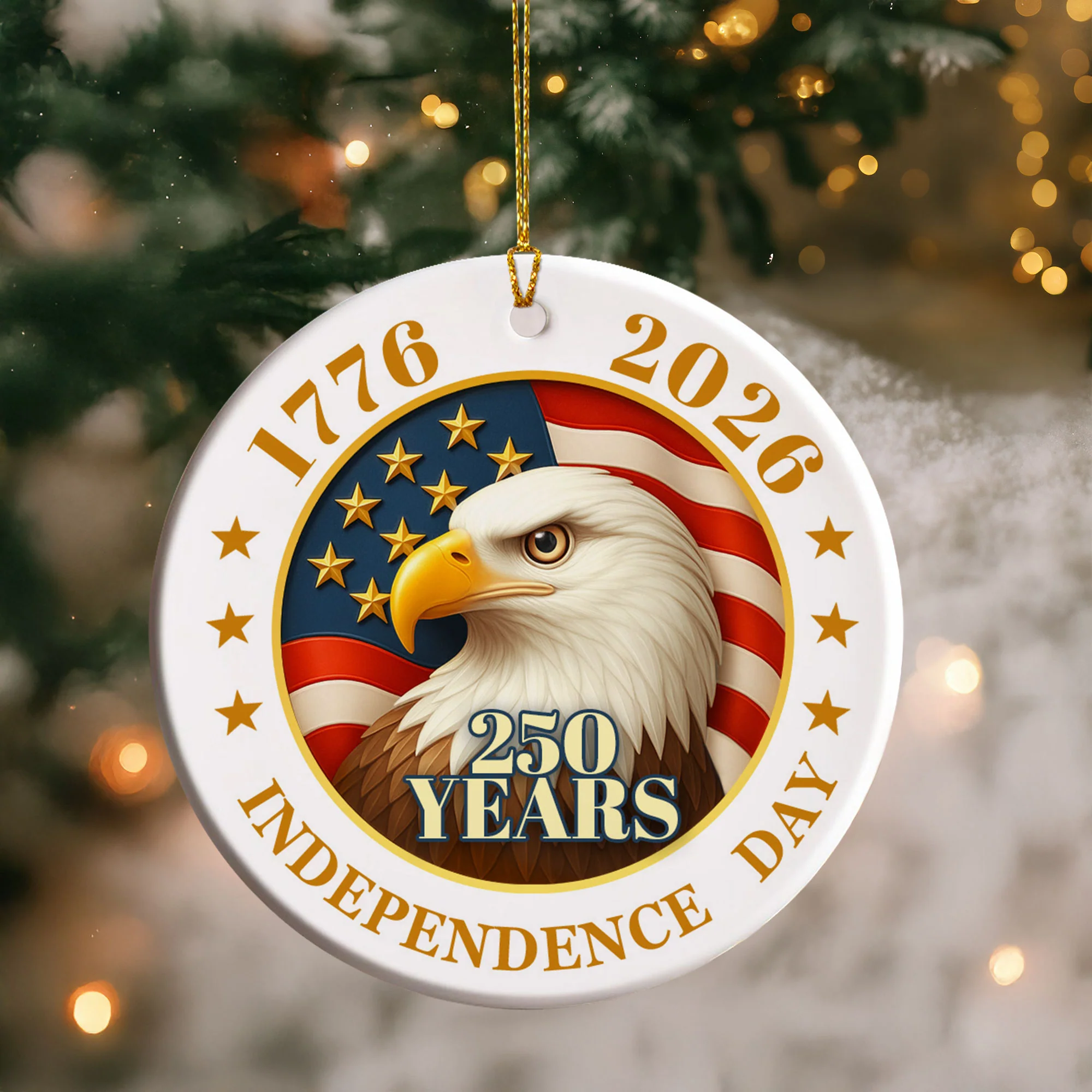 250 years of America Ceramic Ornament, 1776-2026, Patriotic Ornament, American Independence Day Gift, July 4 Decor, 250th Anniversary