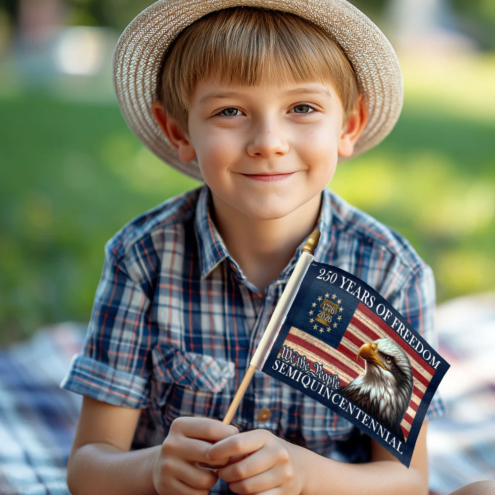 250 Years of Freedom American Handheld Flag, Patriotic Eagle American Flag