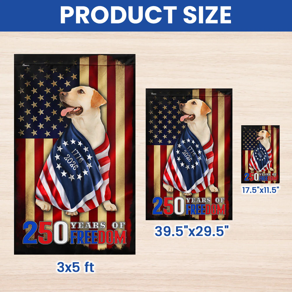 250 Years of Freedom Flag | Labrador Retriever Wrapped in Glory US Flag