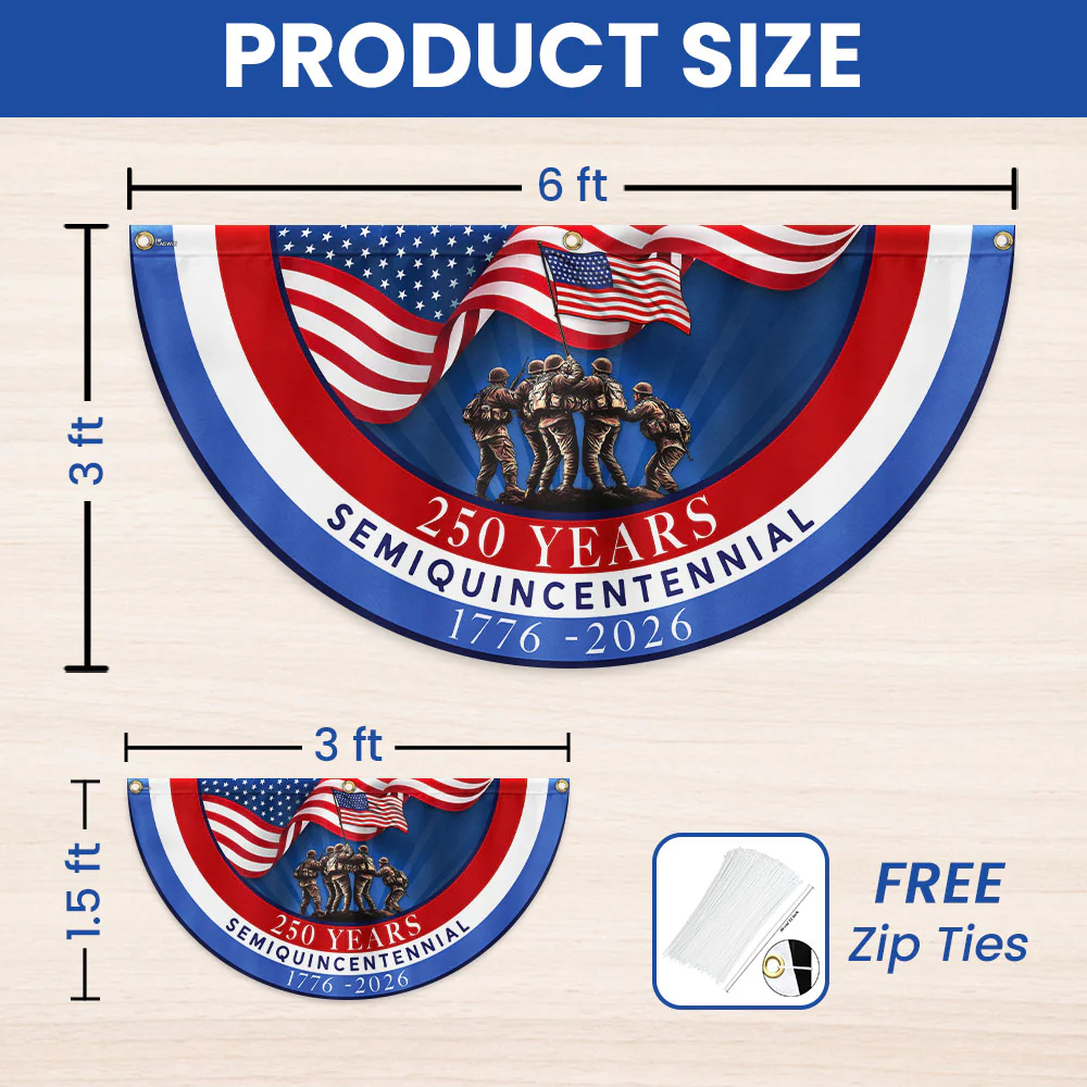 American Flag - USA 250th Anniversary Semiquincentennial Non-Pleated Fan Flag