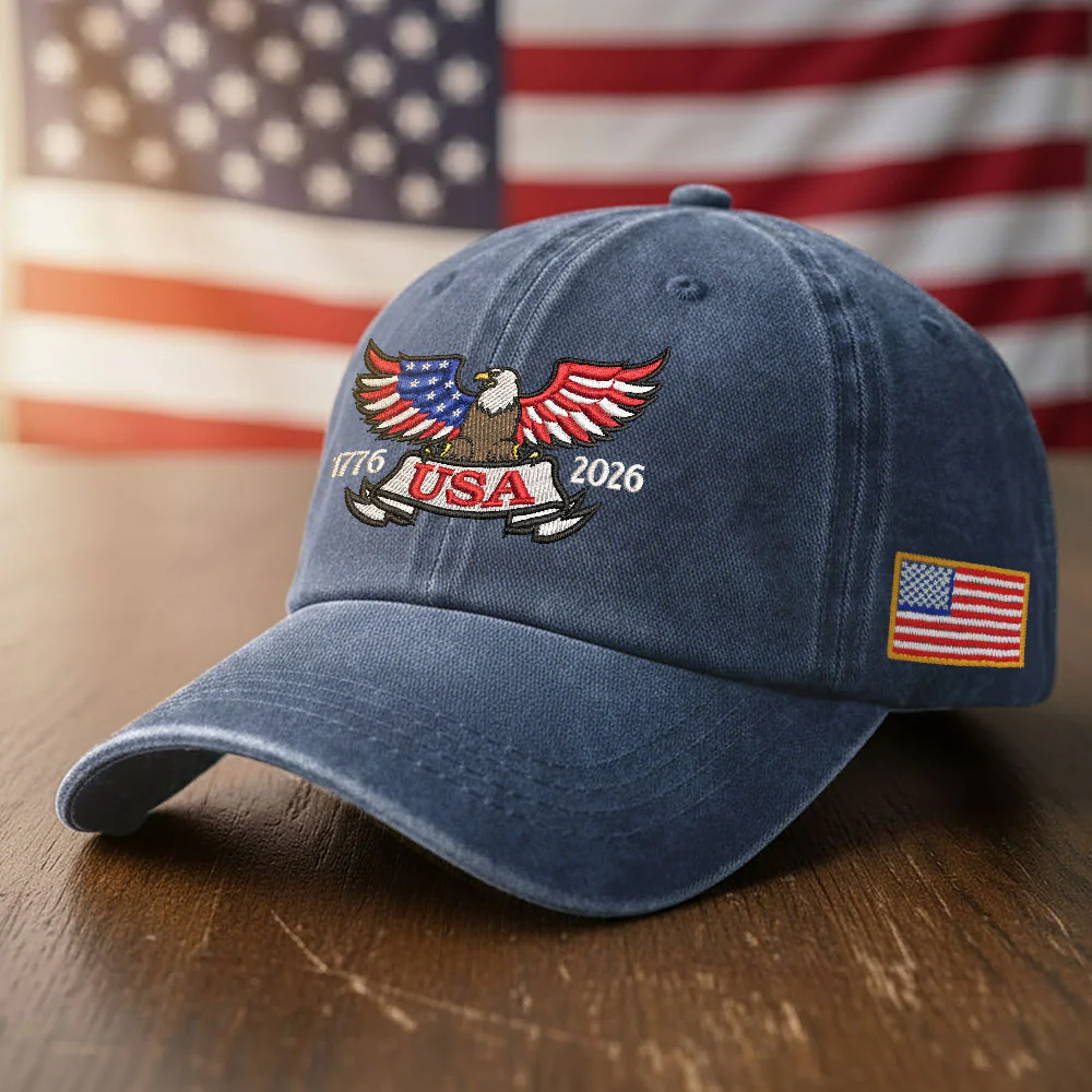 250 Years of America Patriot Washed Cap with Embroidered Eagle USA Flag