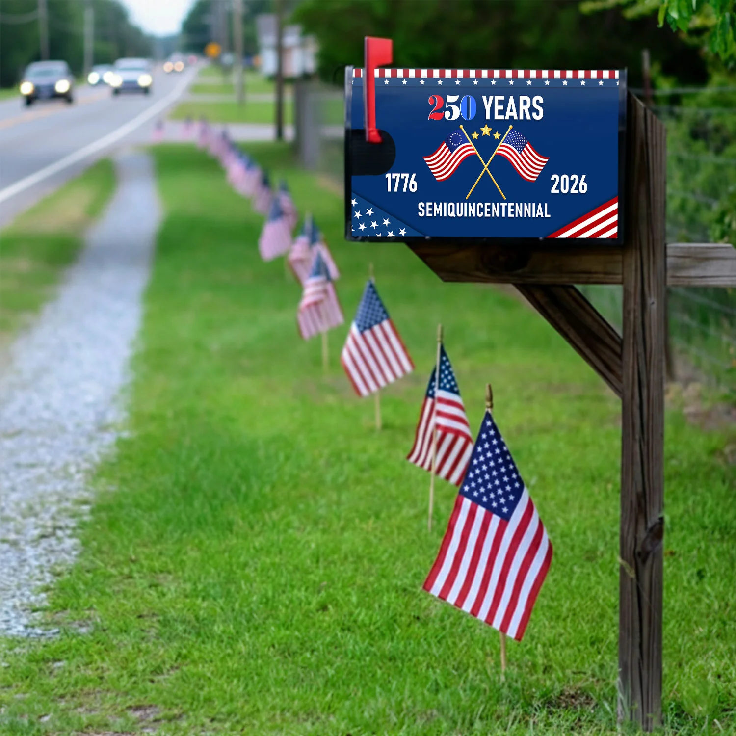 America 250th Anniversary US Semiquincentennial Flag Patriot Mailbox Cover