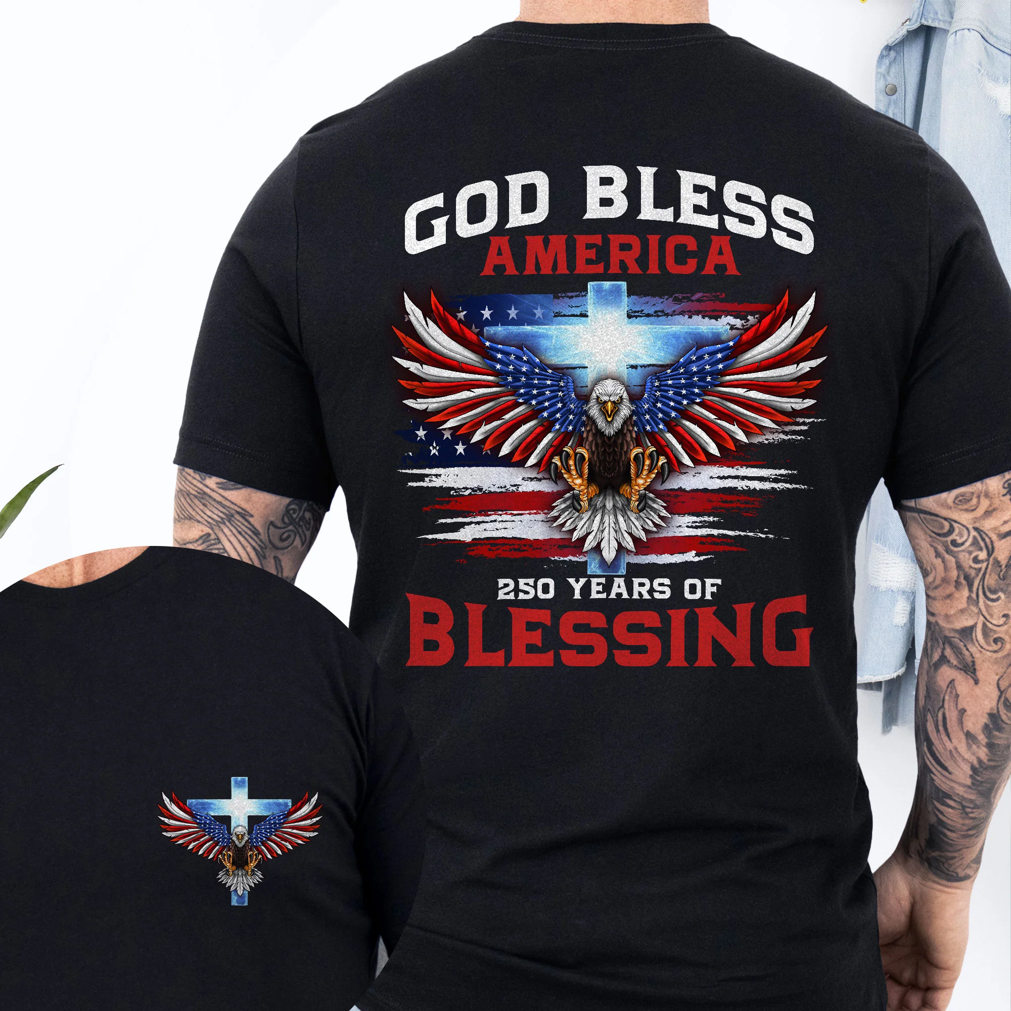 250 Years of Blessing Shirt, Patriotic God Bless America Eagle Shirt
