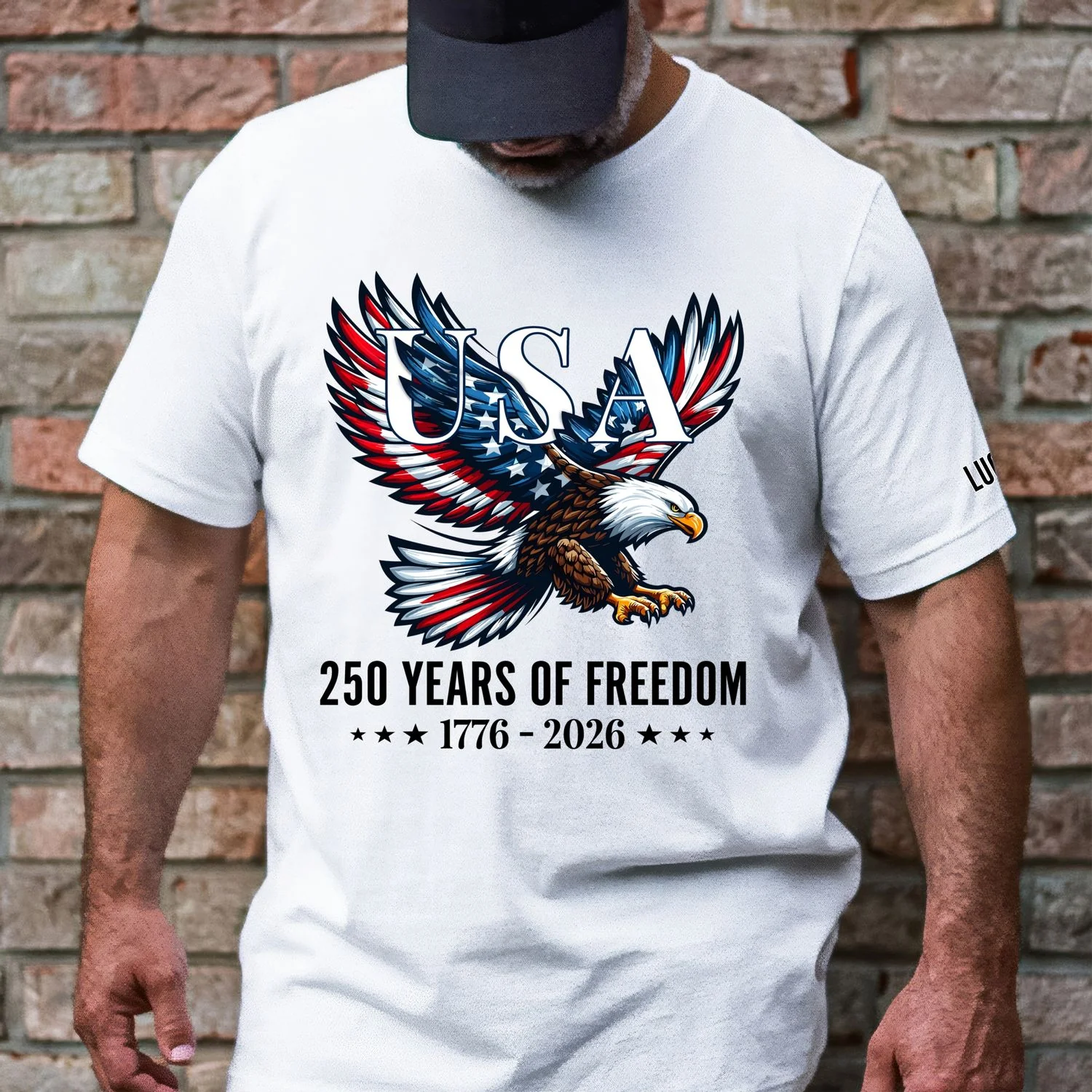 USA 250 Years of Freedom Personalized T-Shirt | Bald Eagle Patriotic Tee