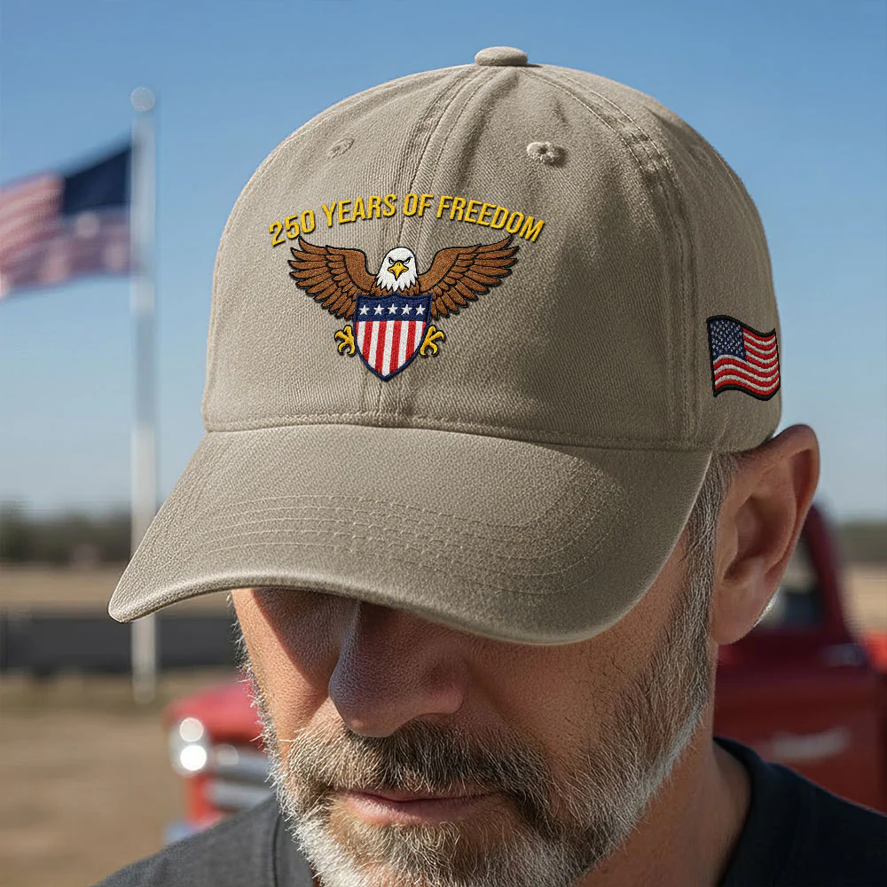 250 Years of Freedom Washed Cap, American Eagle Shield with Embroidered Hat