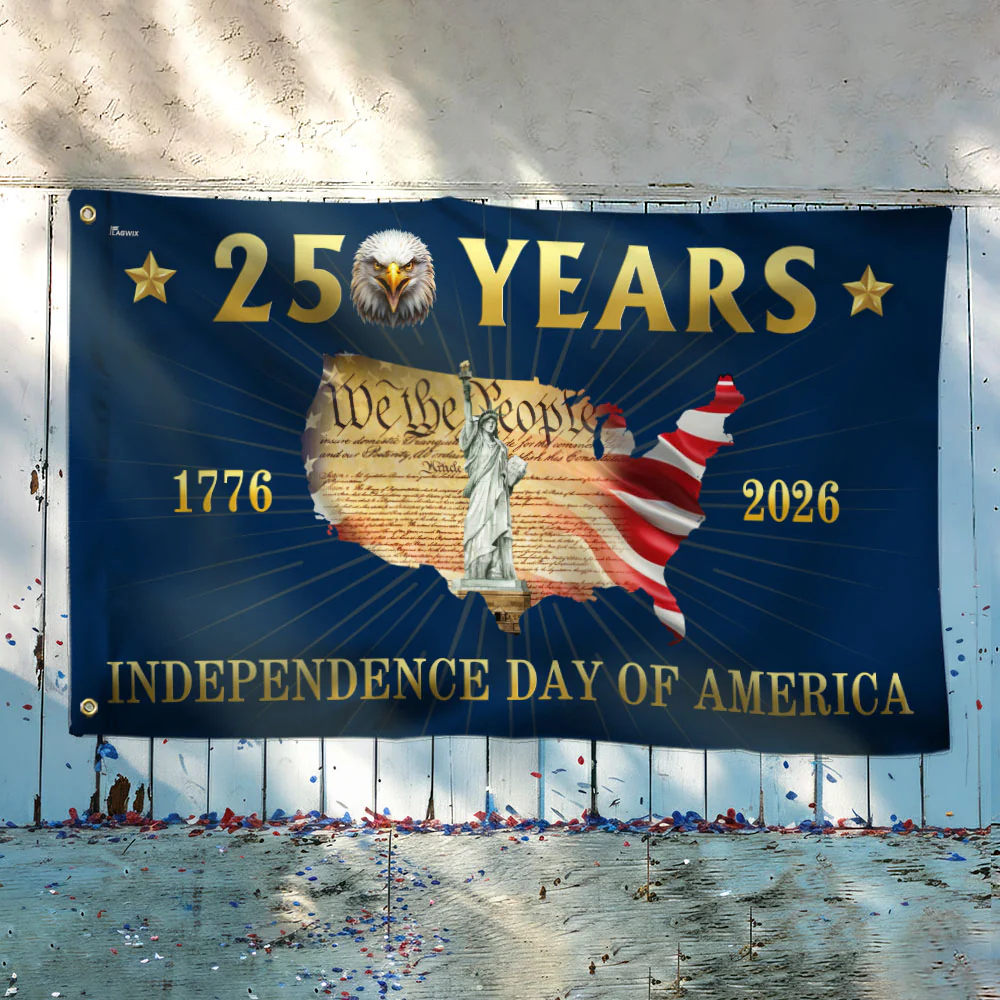 250 Years Grommet Flag - Independence Day of America Map Flag