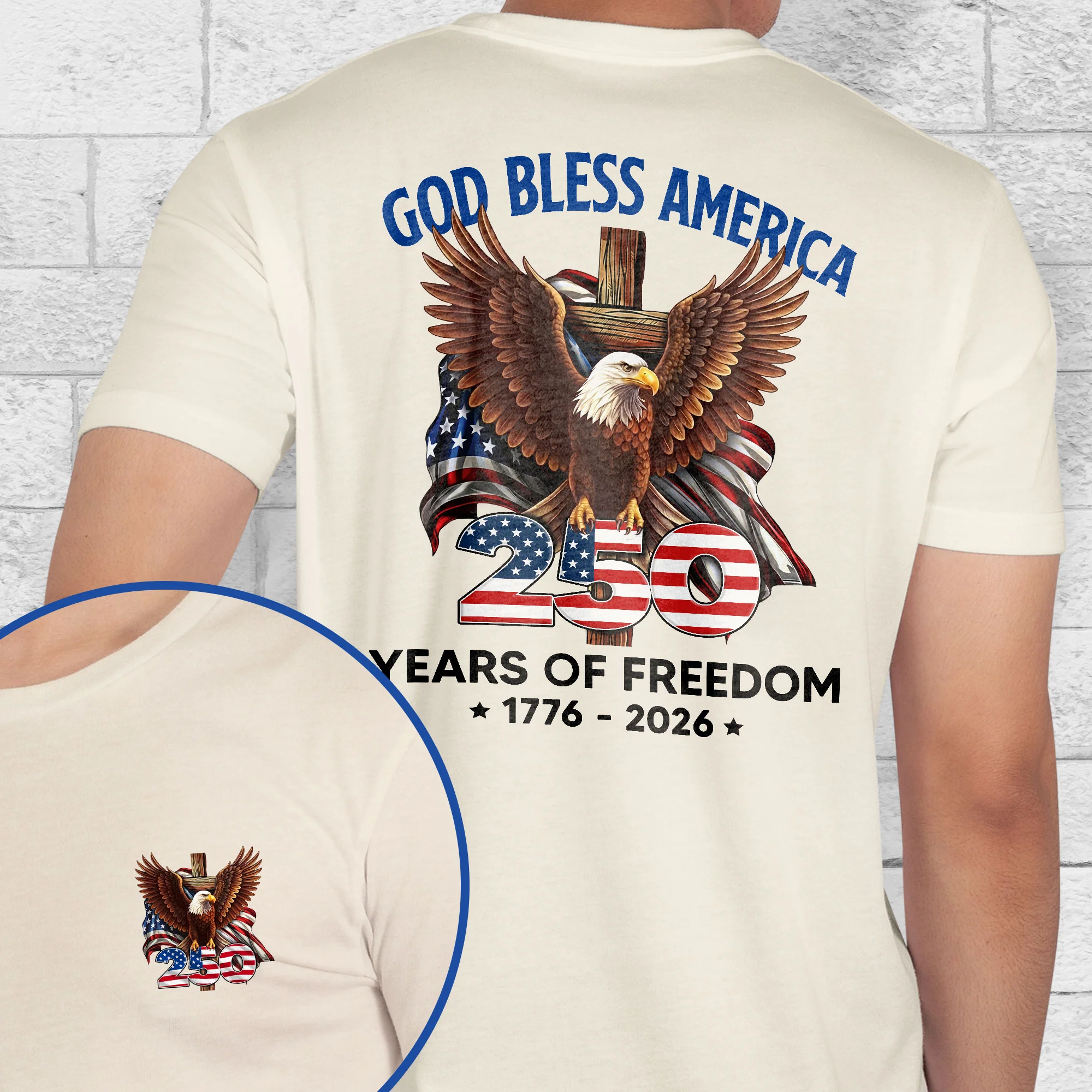 250 Years of Freedom T-shirt | Patriotic God Bless America Eagle Shirt