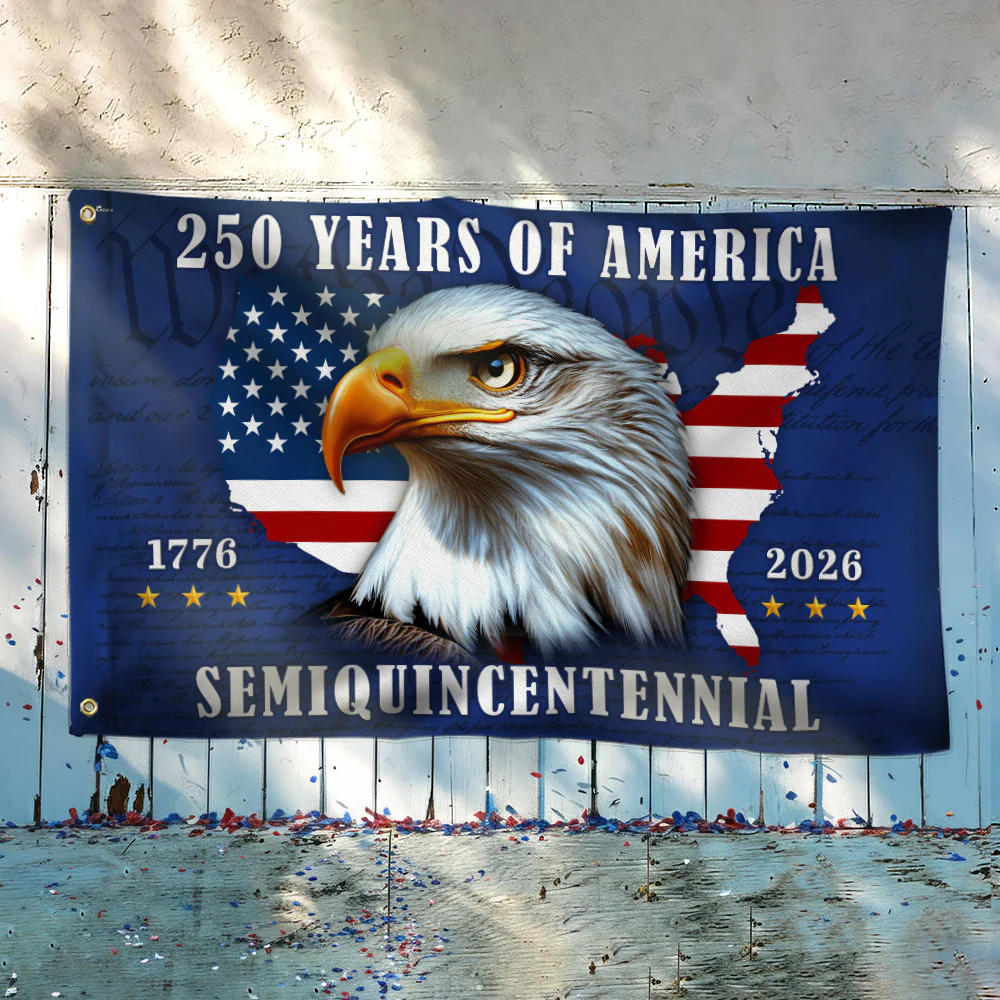 250 Years of America Flag, 1776 2026 Patriotic Eagle Grommet Flag