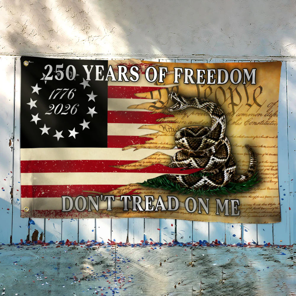 250 Years of Freedom Flag, 1776 2026 Gadsden Dont Tread On Me Grommet Flag