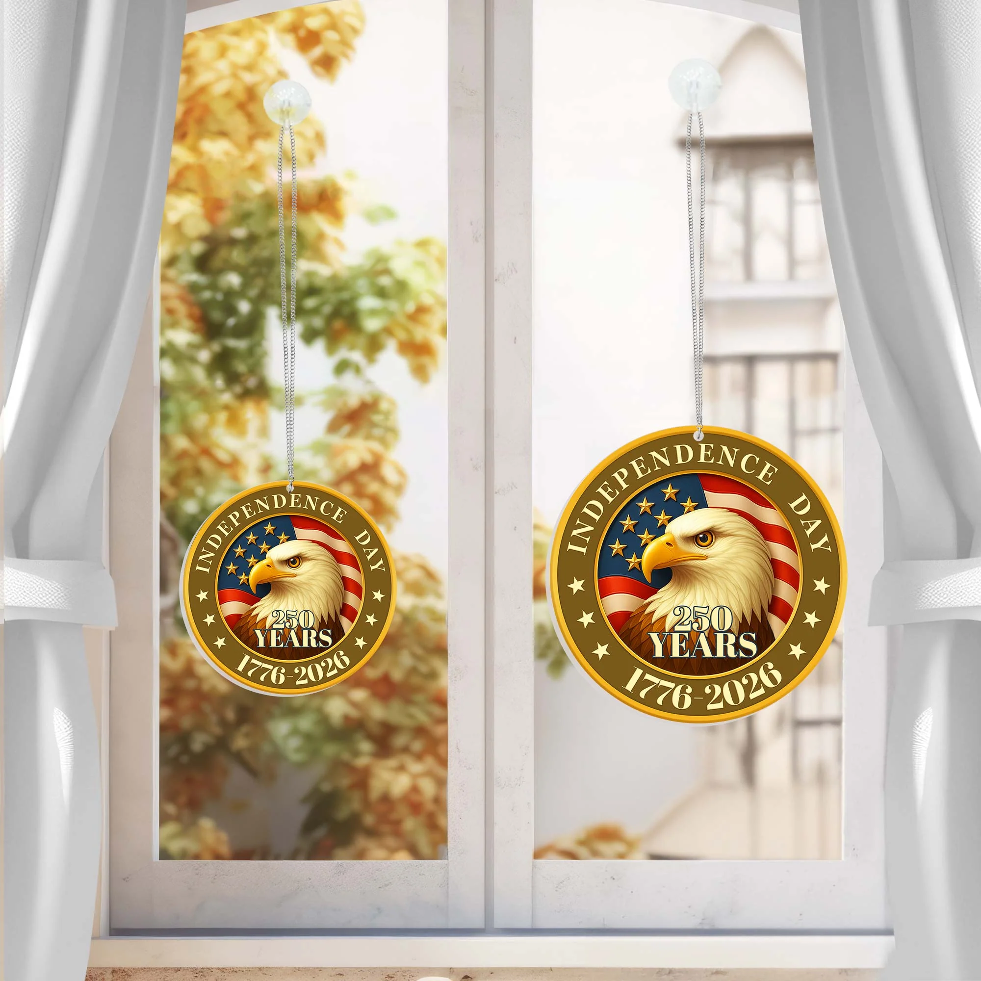 America 250th Independence Day Suncatcher Window Hanging