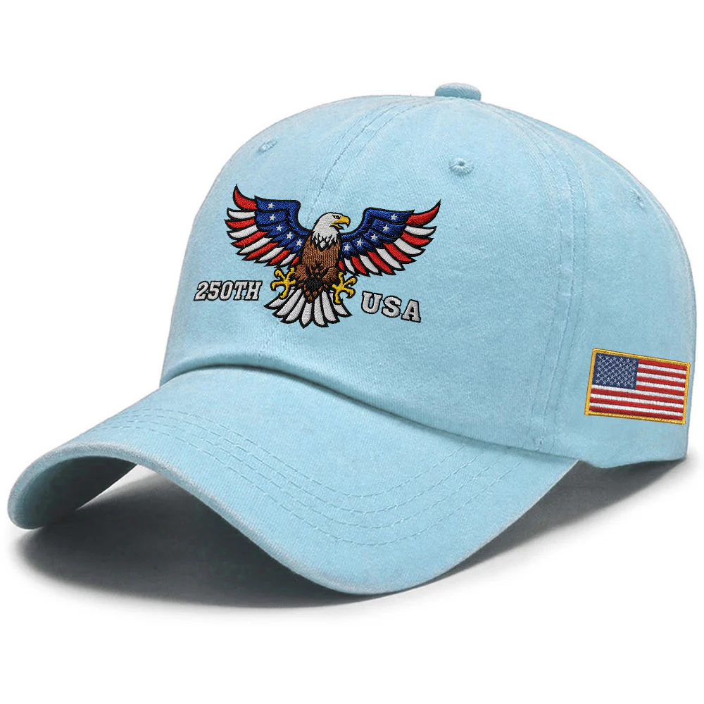 250th Anniversary USA Patriotic Washed Cap with Embroidered American Flag