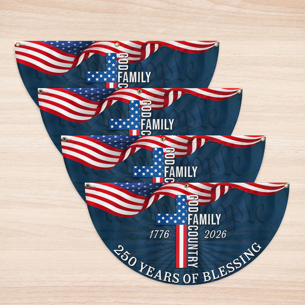 Patriotic American Flag, 250 Years of Blessing God 1776 2026 Fan Flag
