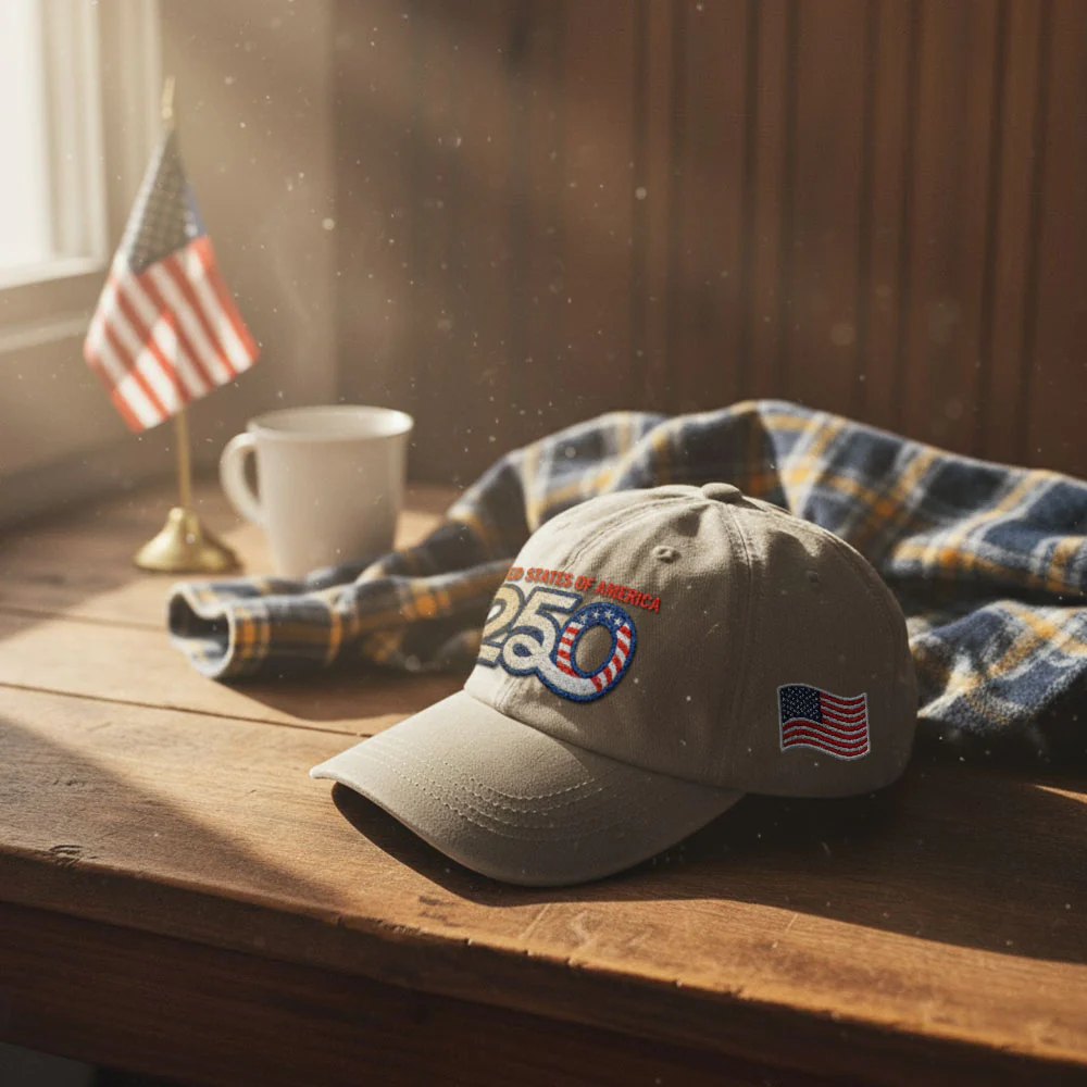 America Vintage Washed Cap, 250th Anniversary Eagle Embroidered Cap