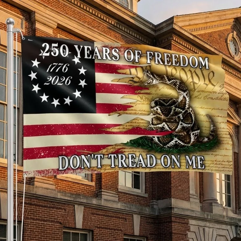 250 Years of Freedom Flag, 1776 2026 Gadsden Dont Tread On Me Grommet Flag