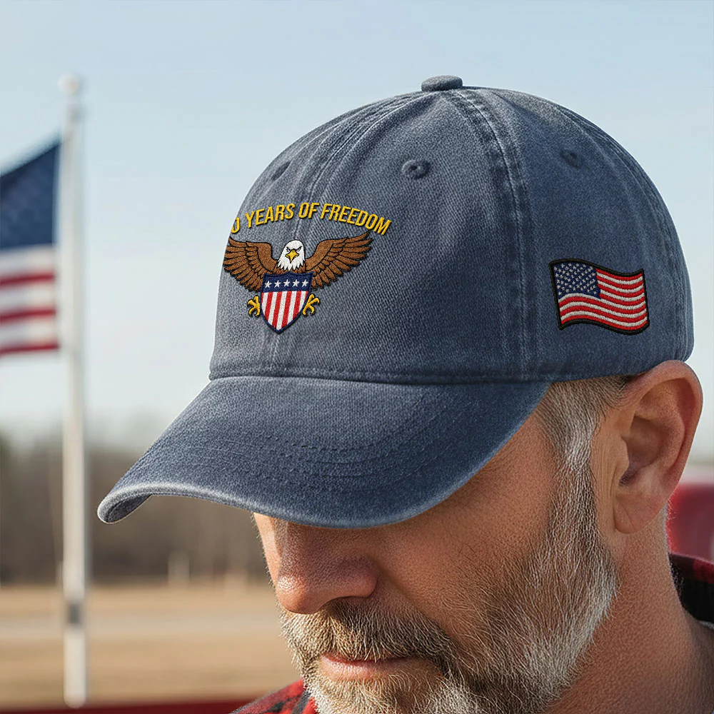 250 Years of Freedom Washed Cap, American Eagle Shield with Embroidered Hat