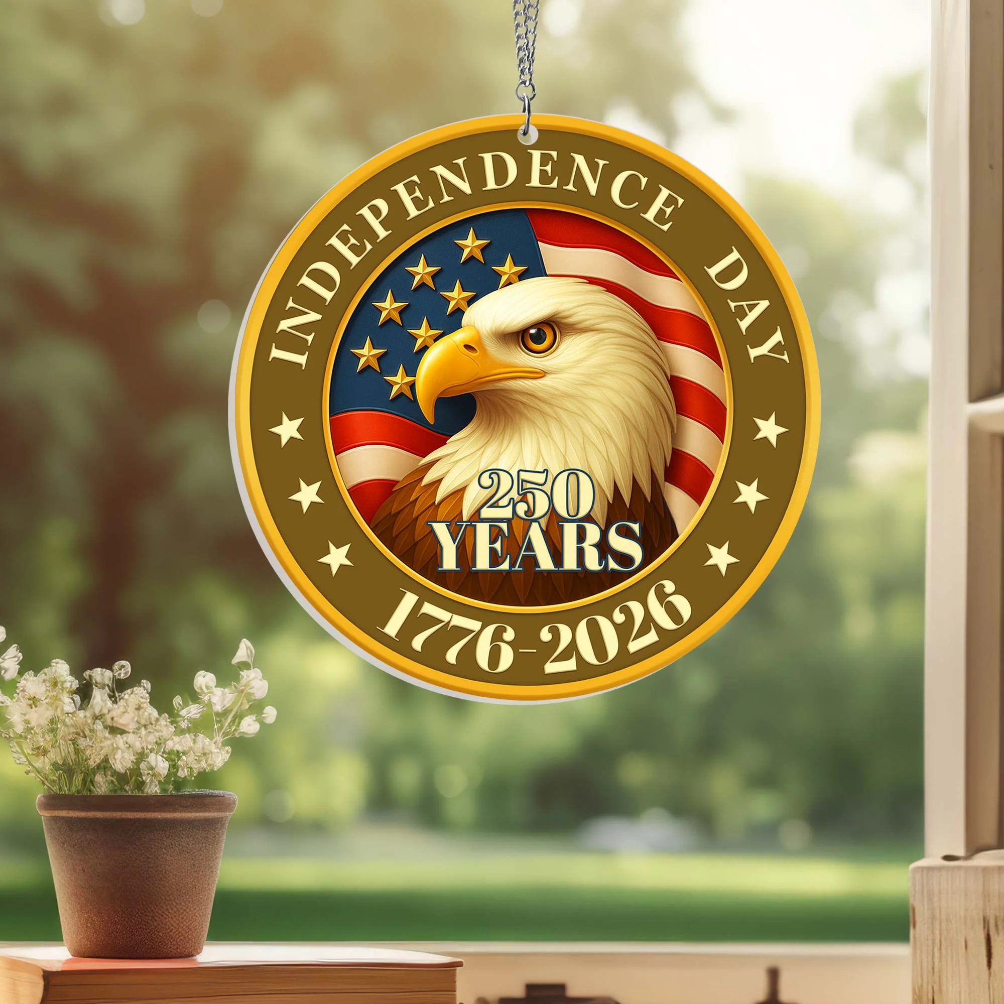 America 250th Independence Day Suncatcher Window Hanging
