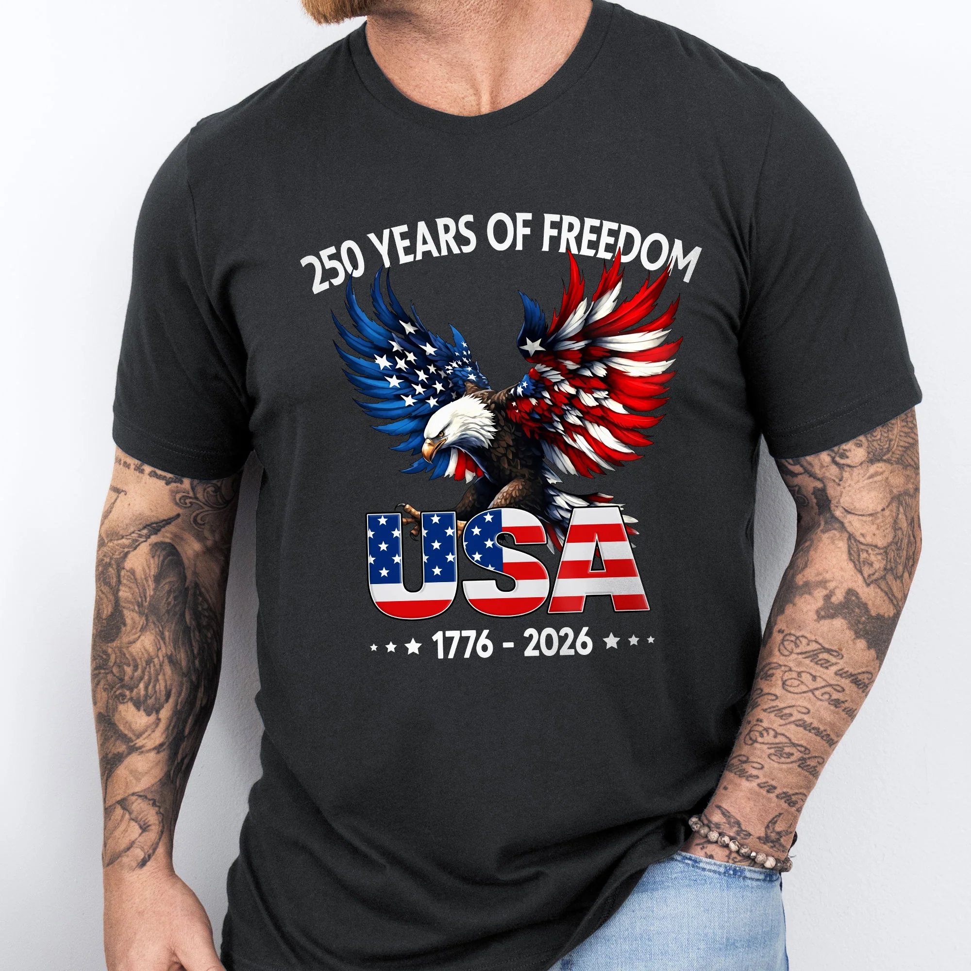 250 Years of Freedom USA T-Shirt | 1776–2026 Bald Eagle Patriotic Tee