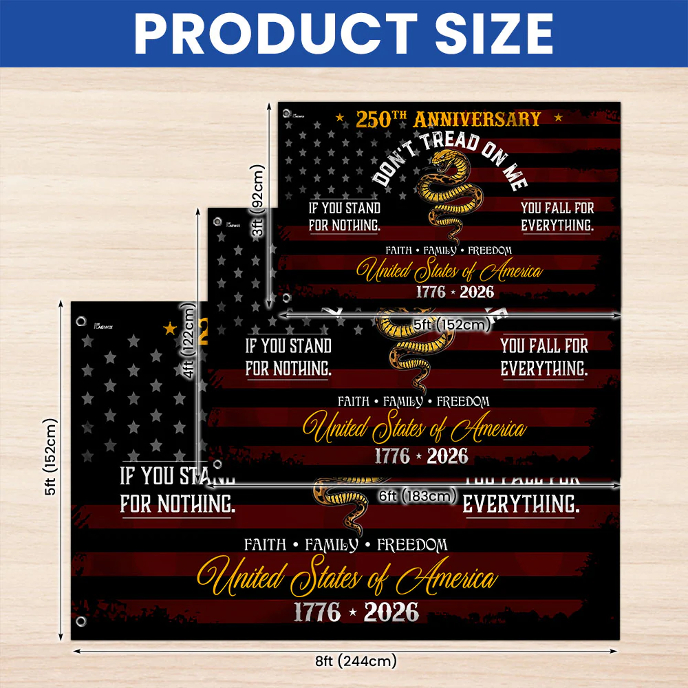 USA 250th Anniversary Grommet Flag – Don’t Tread On Me Patriotic Design