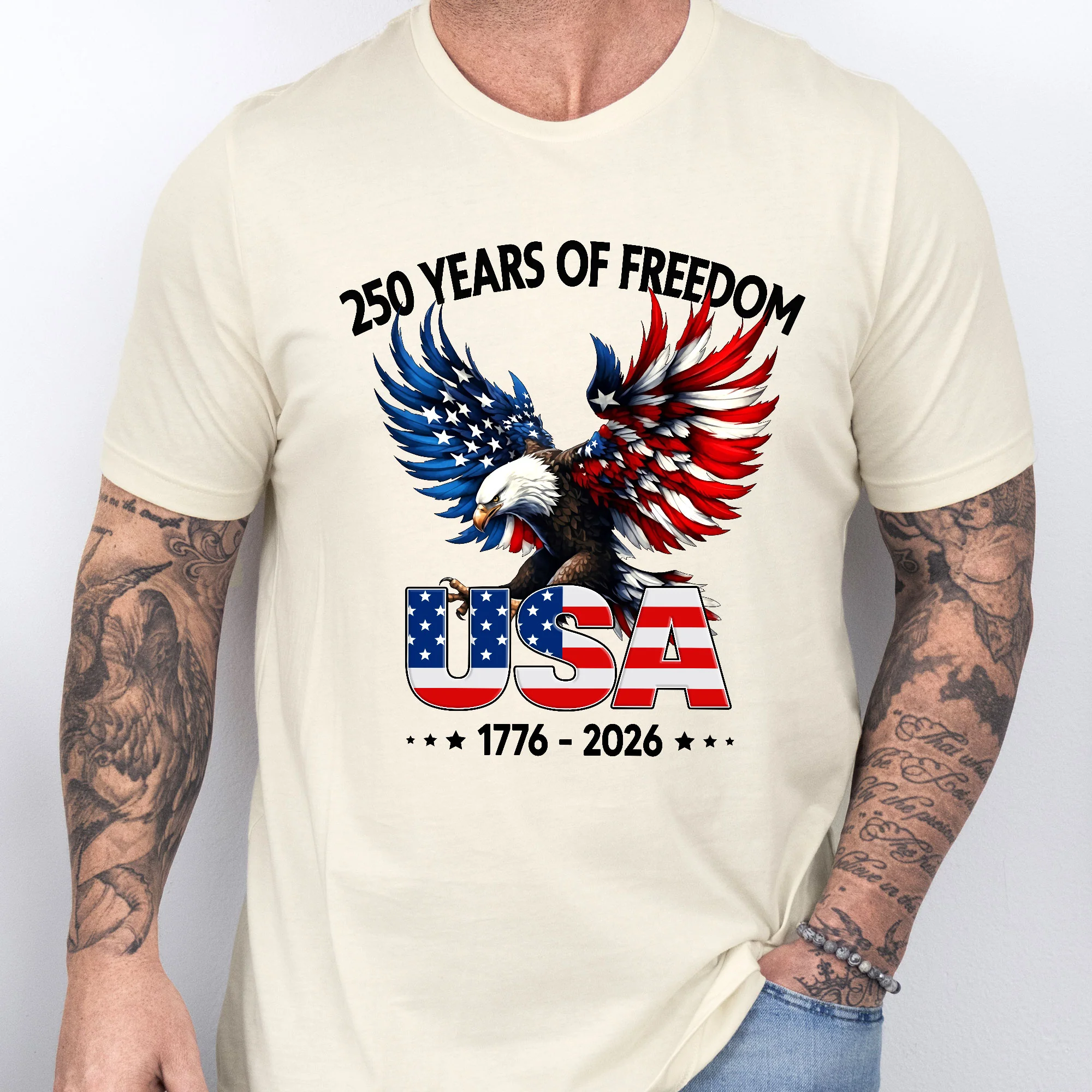250 Years of Freedom USA T-Shirt | 1776–2026 Bald Eagle Patriotic Tee