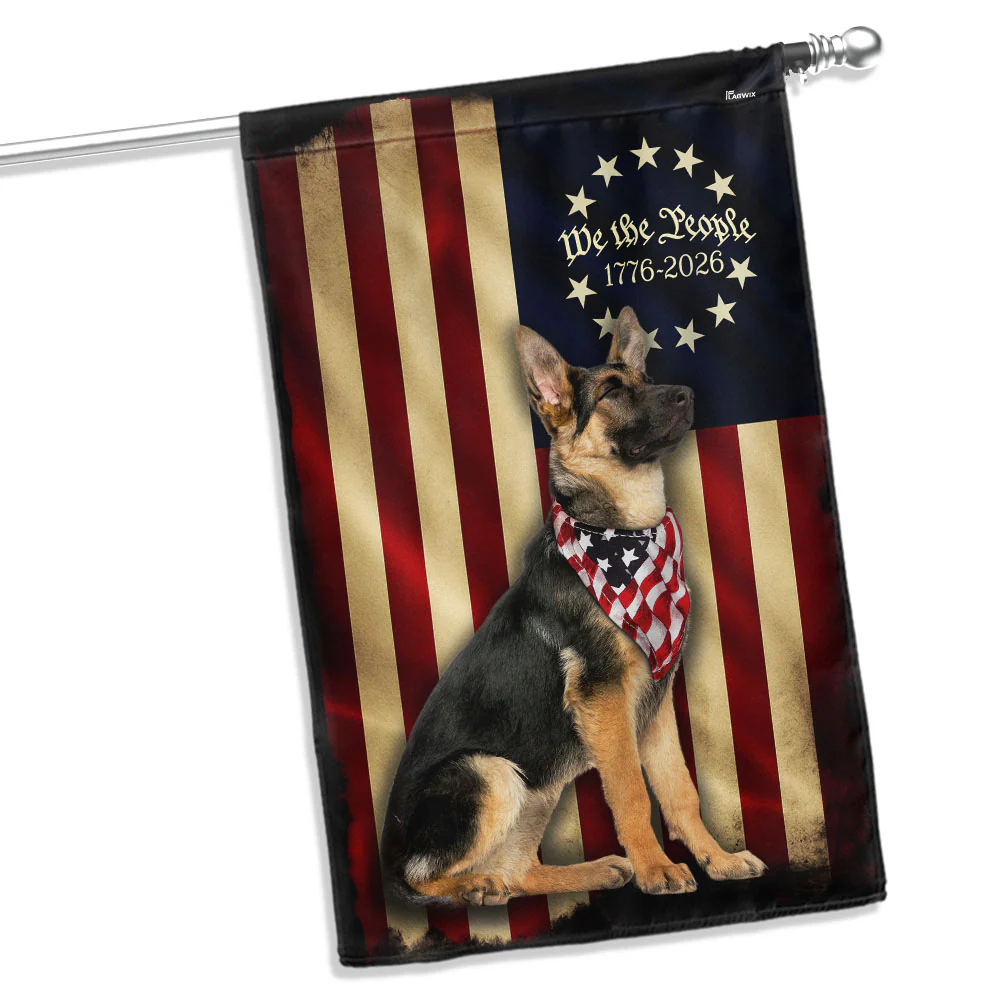 German Shepherd American Flag | We The People 1776-2026 Patriotic Flag