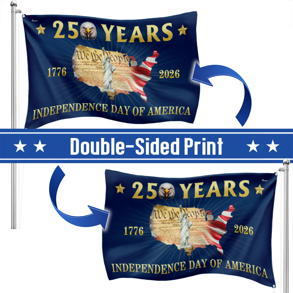 250 Years Grommet Flag - Independence Day of America Map Flag