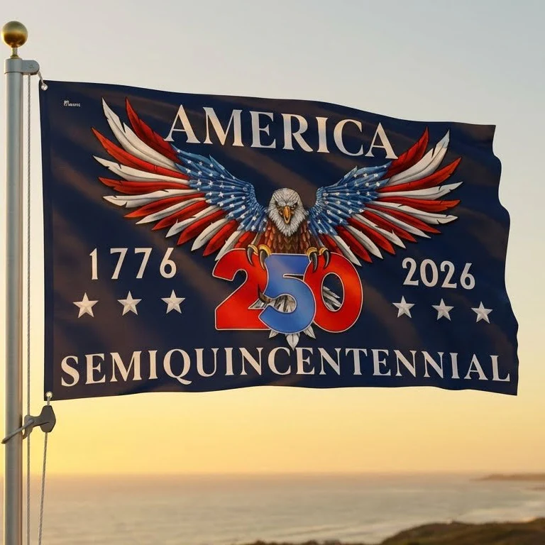American Flag - America 250th Anniversary Semiquincentennial Eagle Grommet Flag