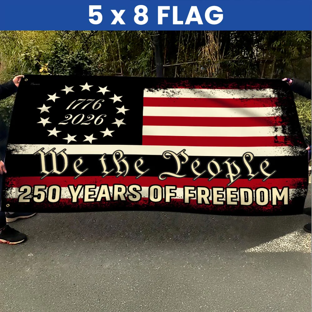 America 250th Anniversary 1776 2026 Semiquincentennial We The People Patriotic Grommet Flag