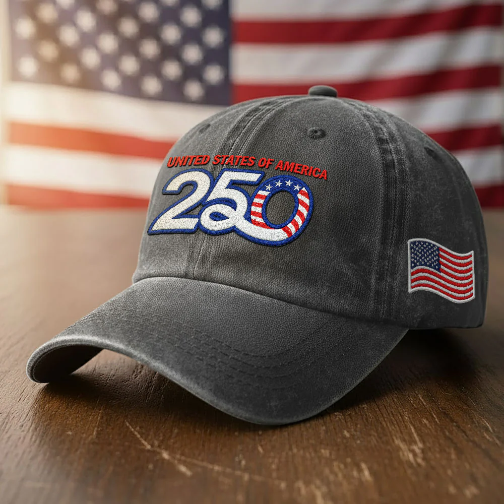 America Vintage Washed Cap, 250th Anniversary Eagle Embroidered Cap