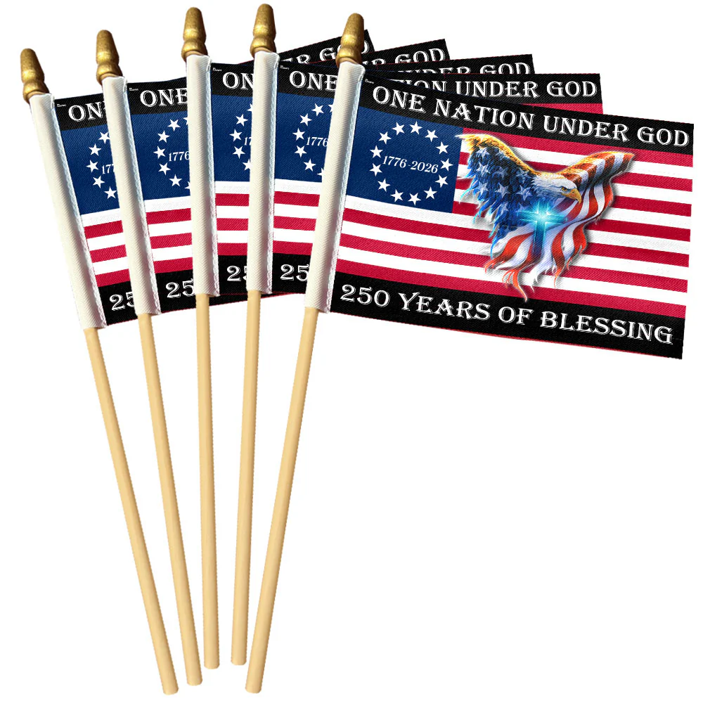 250 Years of Blessing Flag, Christian Cross Eagle Handheld American Flag
