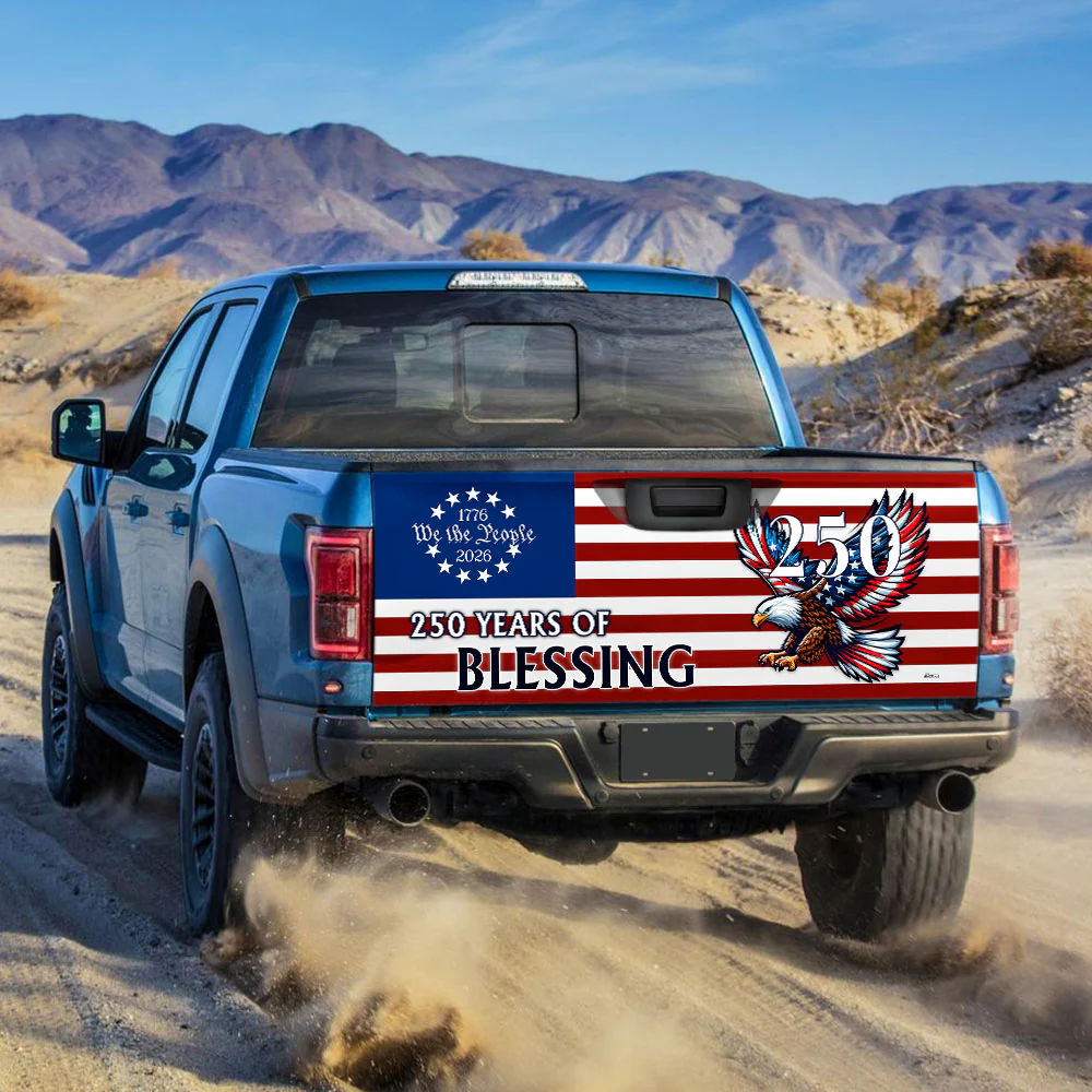 250 Years of Blessing Car Decal, Patriotic Eagle Truck Tailgate Wrap