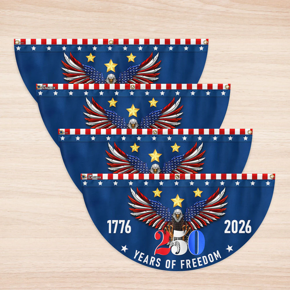 America 250 Years of Freedom Semiquincentennial Eagle Patriotic Fan Flag