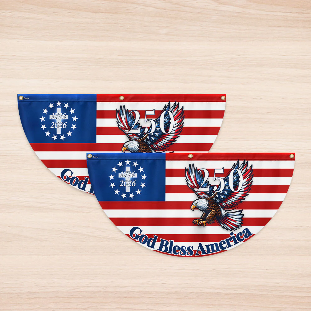 Jesus Cross Flag | 250th Patriot Eagle God Bless America Fan Flag