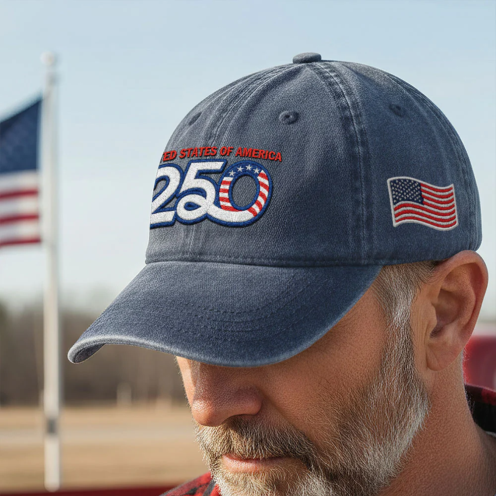 America Vintage Washed Cap, 250th Anniversary Eagle Embroidered Cap