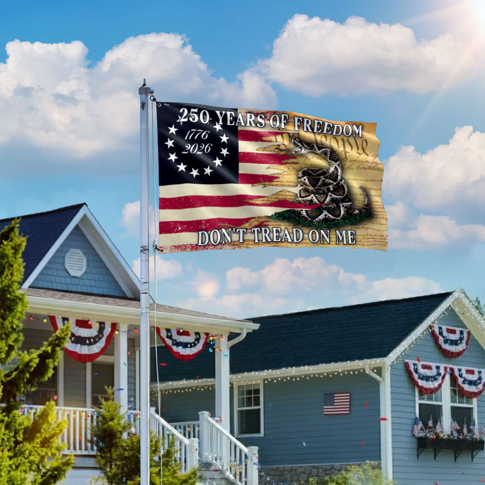 250 Years of Freedom Flag, 1776 2026 Gadsden Dont Tread On Me Grommet Flag