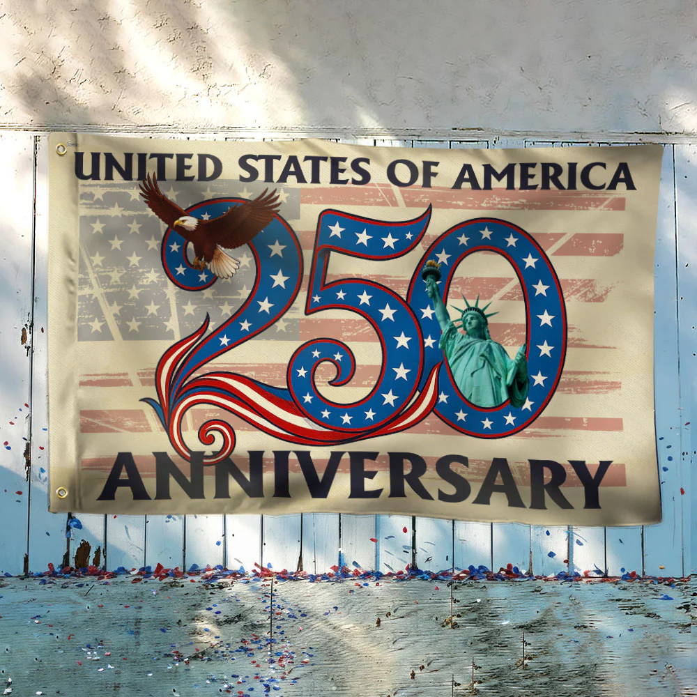 Patriotic 250th Anniversary Grommet Flag 1776 2026 United States of America Semiquincentennial