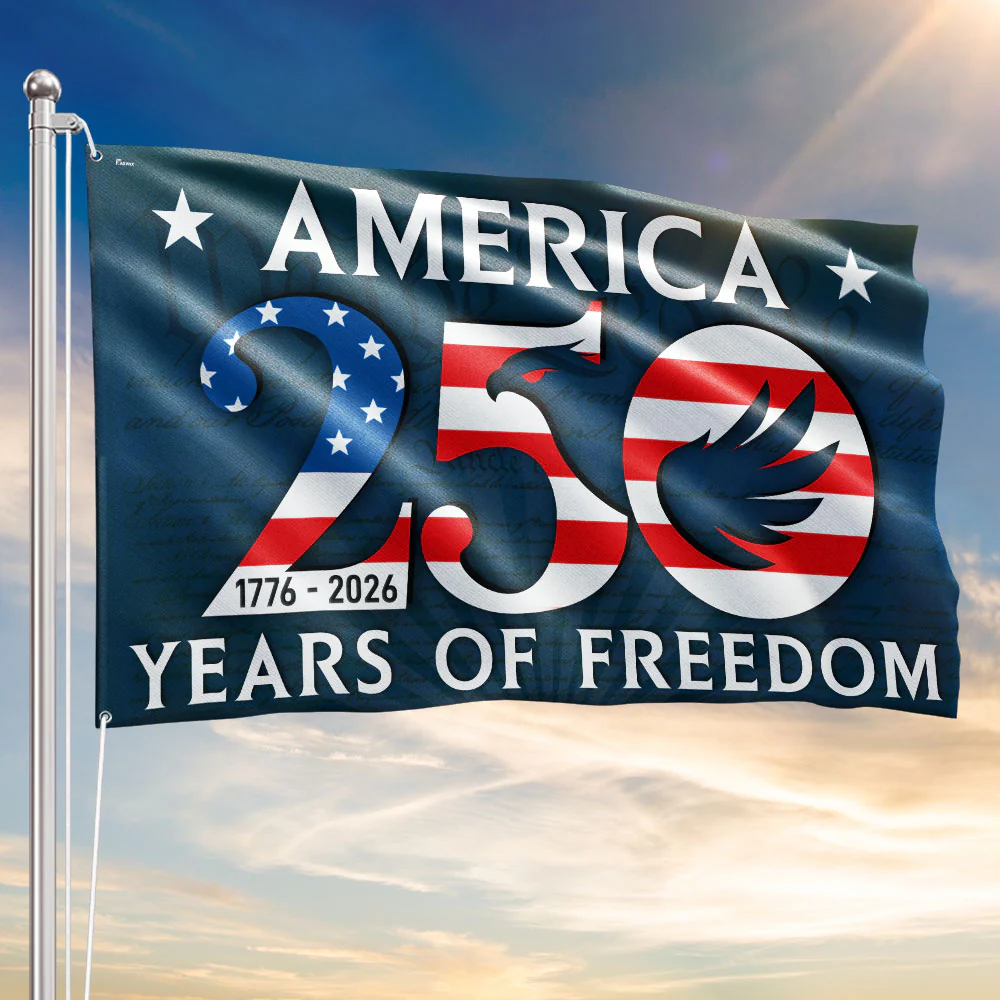 250 Years of Freedom Flag, 1776 2026 America with Patriotic Eagle Decor