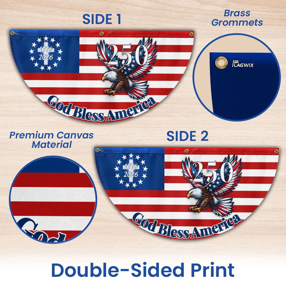 Jesus Cross Flag | 250th Patriot Eagle God Bless America Fan Flag